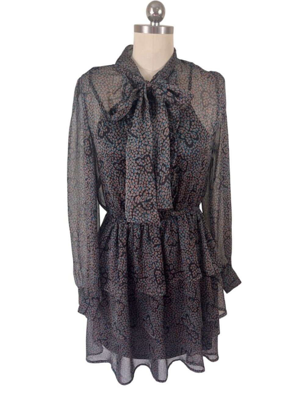 Jane Plus One Dark Romantic CottageCore Ruffled Dress Medium Brown Ruffle Bow